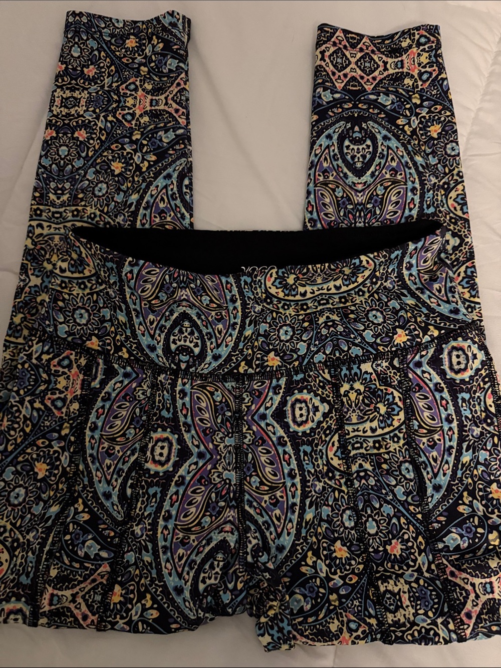 VOGO Athletica Black Paisley-Print Leggings with Multicolor Accents